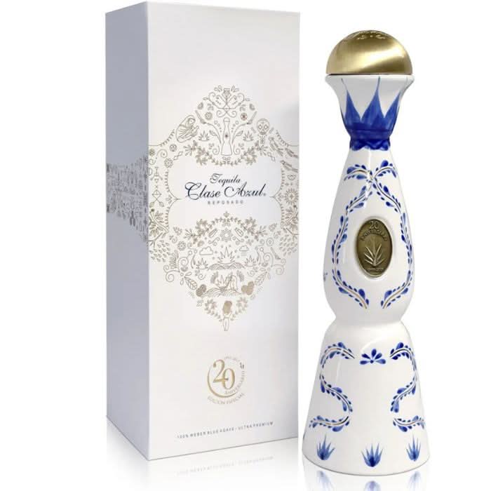 Clase Azul Reposado 20th Anniversary Limited Edition bottle, celebrating two decades of craftsmanship with a rare, premium tequila and exquisite design.
