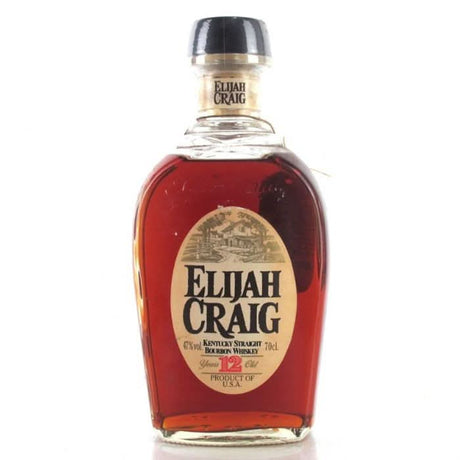 Elijah Craig 12 Year Old 1990s vintage bottling, showcasing its rich caramel, vanilla, and oak flavors, distilled at the Heaven Hill distillery before the 1996 fire