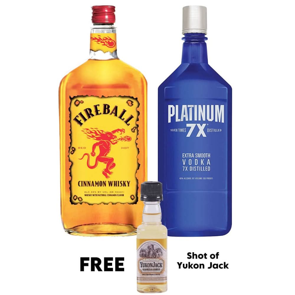 Fireball Cinnamon Whisky X Platinum 7X Vodka Combo Whiskey You Booze