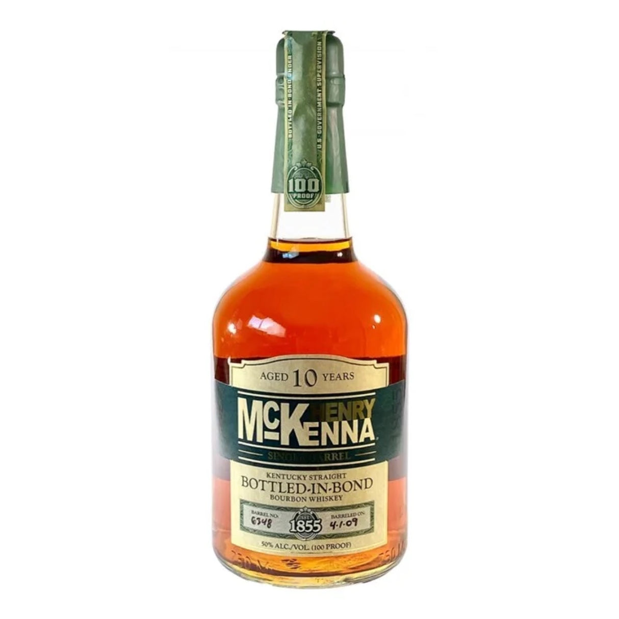 Henry McKenna 10 Year Old Single Barrel Bourbon Whiskey Bottled in Bond