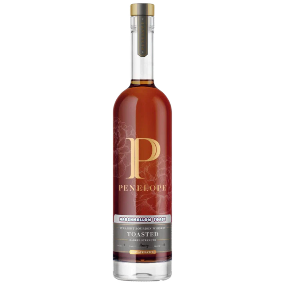 Bottle of Penelope whiskey on a white background
