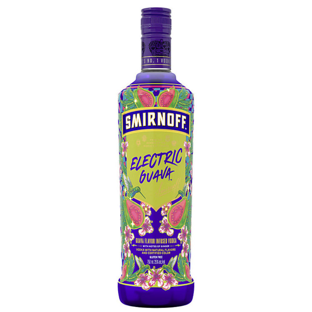 Smirnoff Electric Guava bottle on a white background