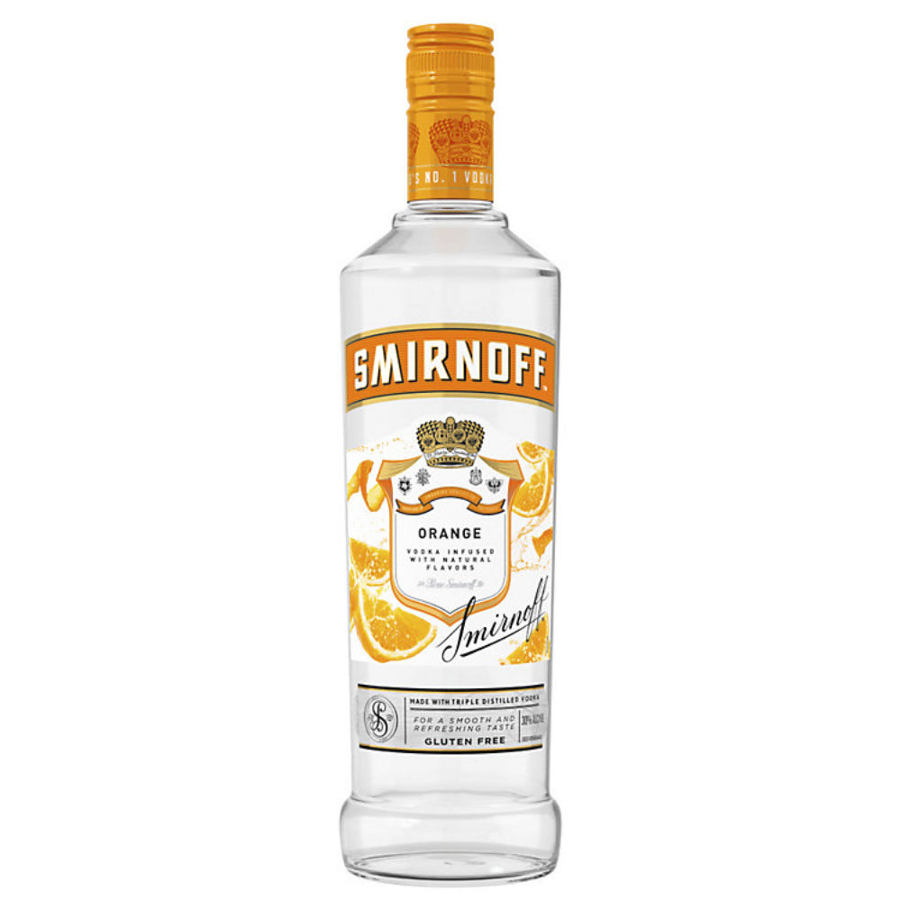 Smirnoff Orange vodka bottle on a white background