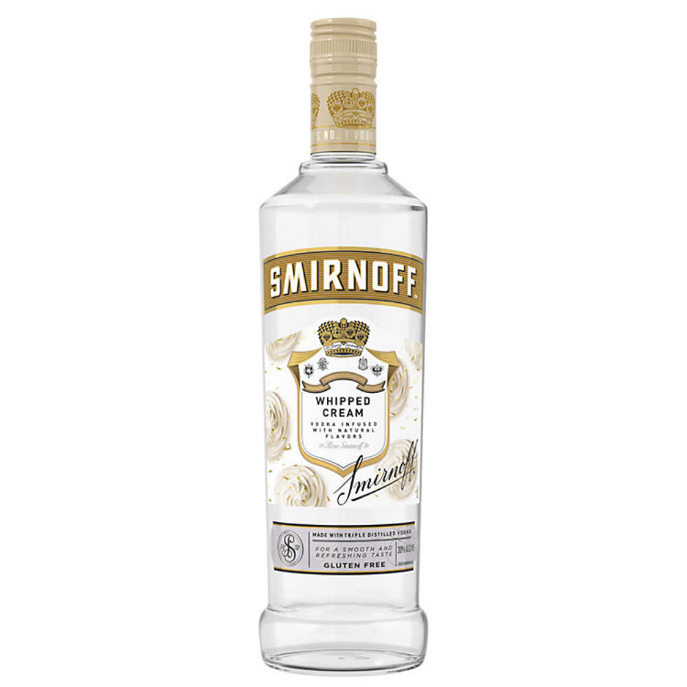 Smirnoff Whipped Cream vodka bottle on a white background