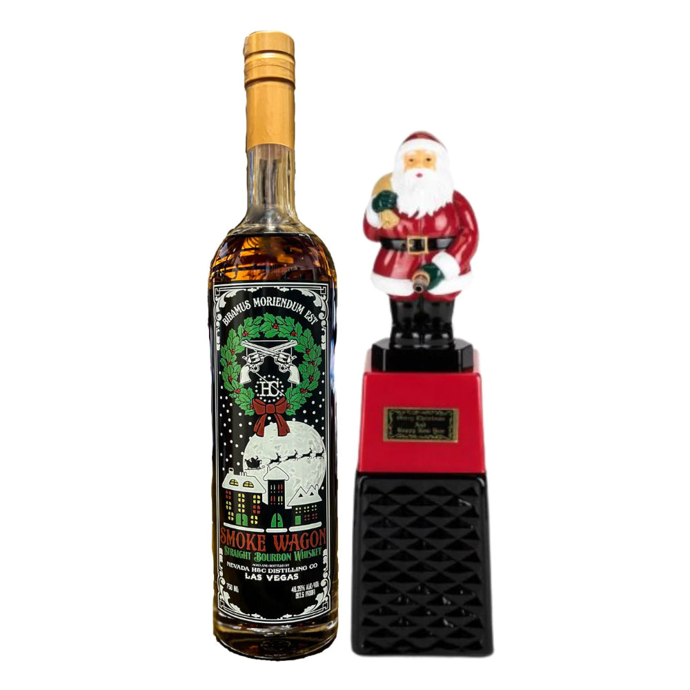 http://youbooze.com/cdn/shop/files/Smoke-Wagon-Christmas-Limited-Edition-Straight-Bourbon-Whiskey-2023-x-Santa-Claus-Liquor-Dispenser.jpg?v=1702587151