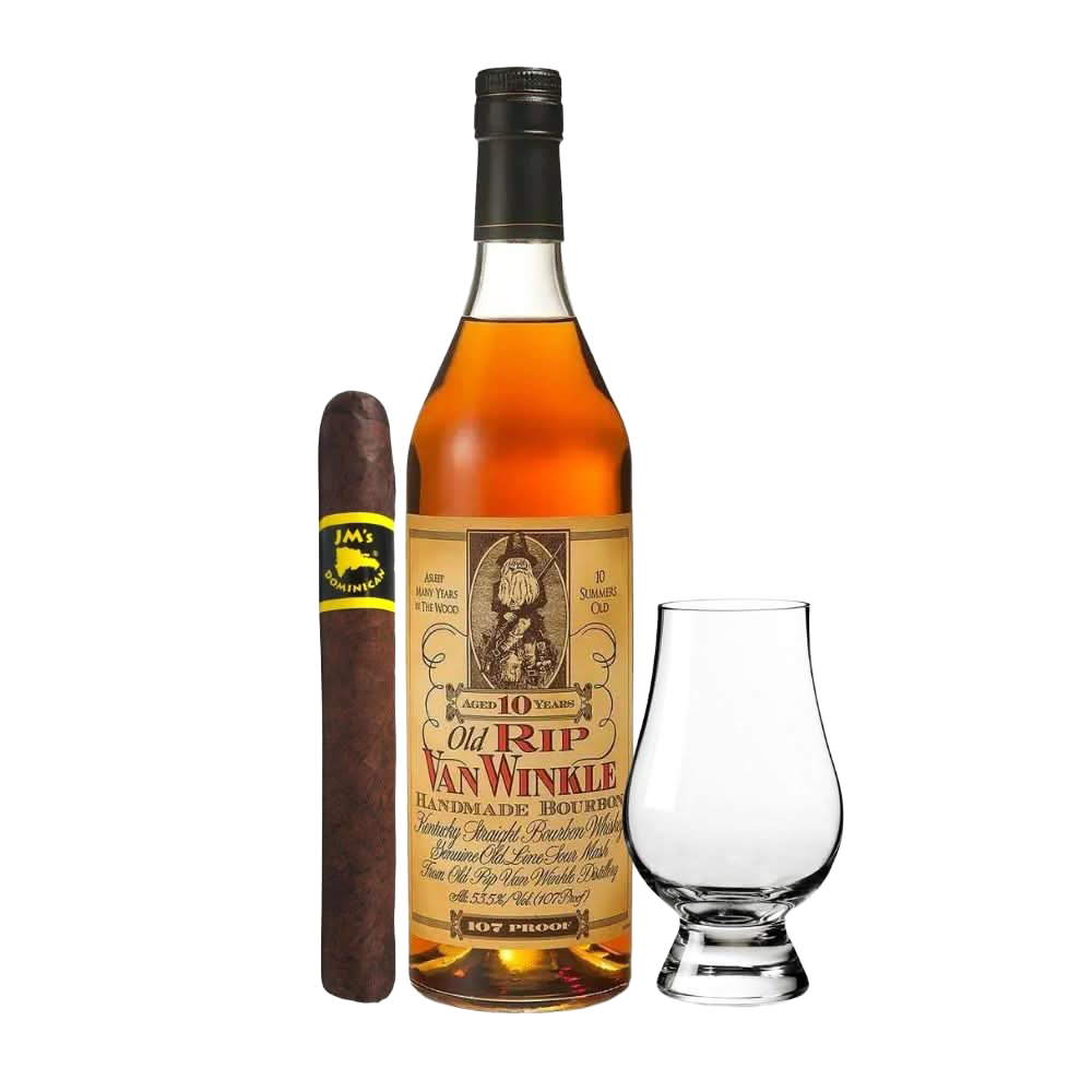 Old Rip Van Winkle 10 Year Bourbon Whiskey With Glencairn Glass & Cigar