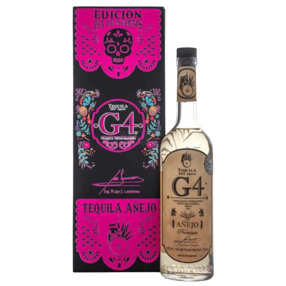 G4 Añejo Tequila De Madera Día De Muertos 2025 Edition Pink Bottle