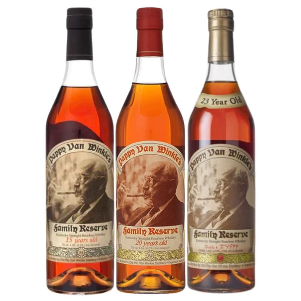 Pappy Van Winkle 15, 20, 23 Year Bourbon Whiskey Combo