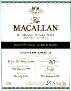 The Macallan Exceptional Single Cask 2020 - 13291 Single Malt Scotch Whiskey