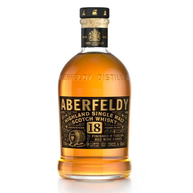 Aberfeldy Single Malt Scotch Finished In Tuscan Red Wine Casks Limited Edition 18 Yr 86