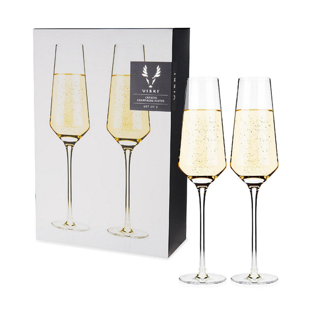 Angled Crystal Champagne Flutes