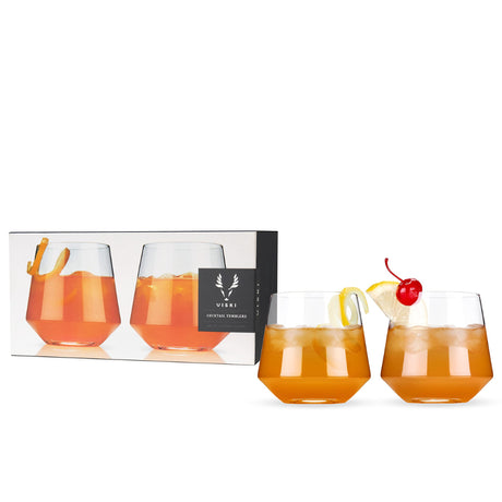 Angled Crystal Cocktail Tumblers 12oz