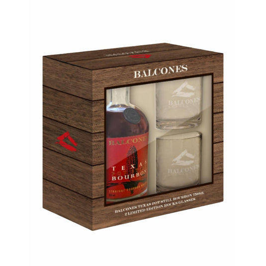 Balcones texas pot still straight bourbon whisky 2 yr 92 w/Glasses
