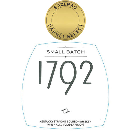 1792 Small Batch Straight Bourbon Sazerac Barrel Select Whiskey