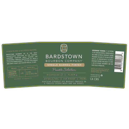 Bardstown Bourbon Private Select Rye Finished in Toasted Sherry Wood and Oak Whiskey