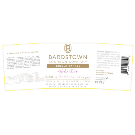 Bardstown Bourbon Single Barrel Bourbon Finished in a Cabernet Barrel Whiskey