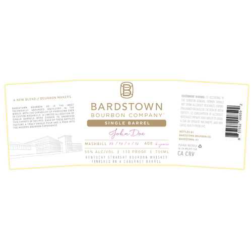 Bardstown Bourbon Single Barrel Bourbon Finished in a Cabernet Barrel Whiskey