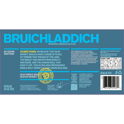 Bruichladdich 18 Year Old Whiskey