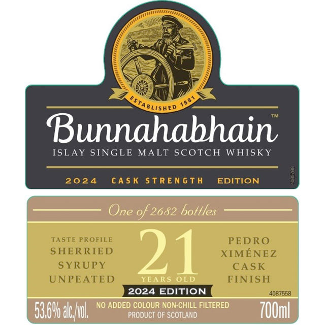 Bunnahabhain 21 Year Old Cask Strength 2024 Edition Whiskey