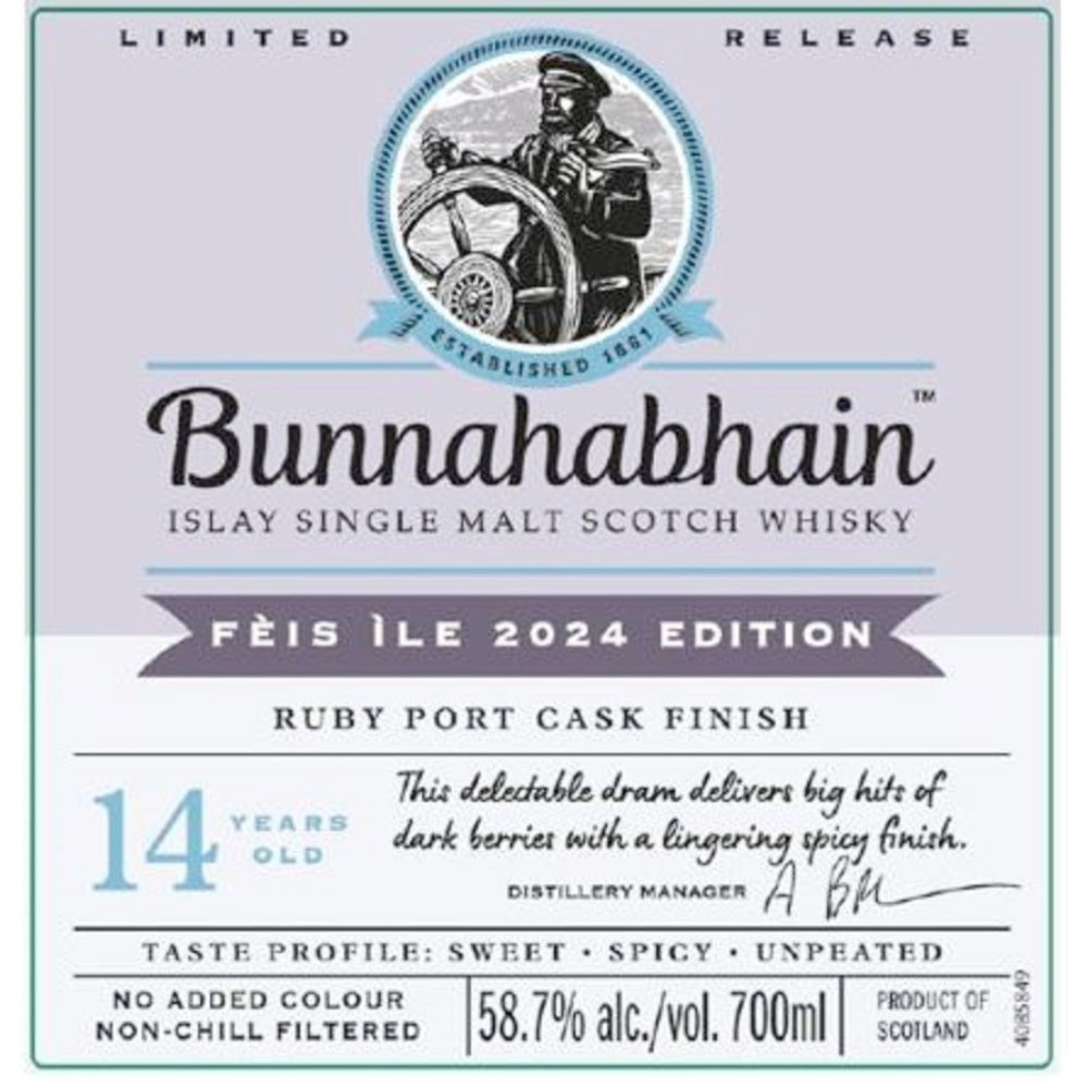 Bunnahabhain Fèis ìle 2024 Ruby Port Cask Finish Whiskey