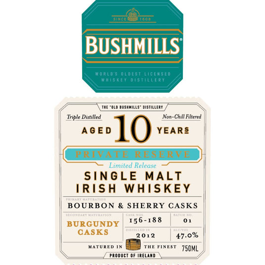 Bushmills 10 Year Old Private Reserve Burgundy Cask Finished Whiskey