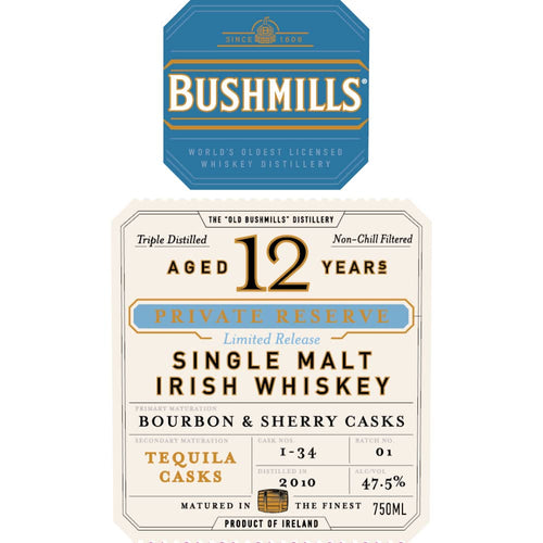 Bushmills 12 Year Old Private Reserve Tequila Cask Finished Whiskey