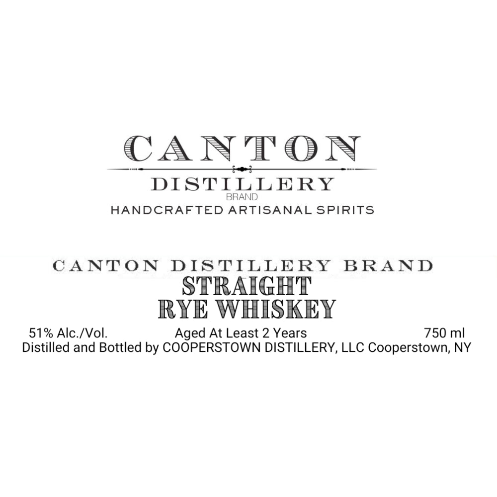 Canton Distillery Straight Rye Whiskey