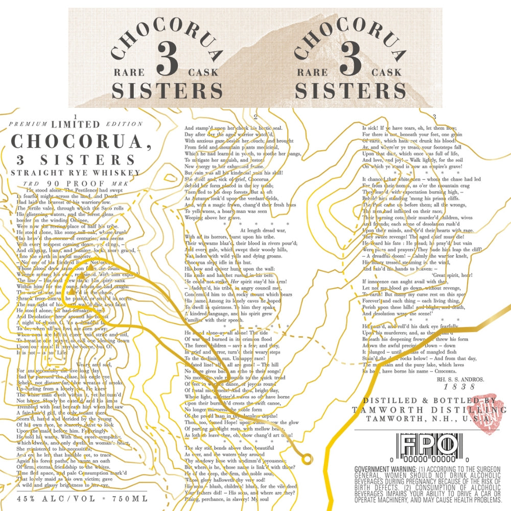 Chocorua 3 Sisters Straight Rye Whiskey