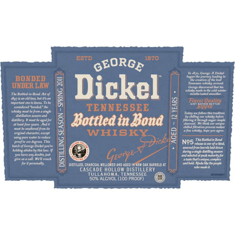 George Dickel 12 Year Old Bottled in Bond Tennessee Whisky