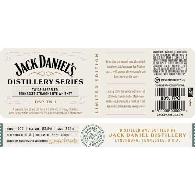 Jack Daniel’s Distillery Series No. 13  375ML