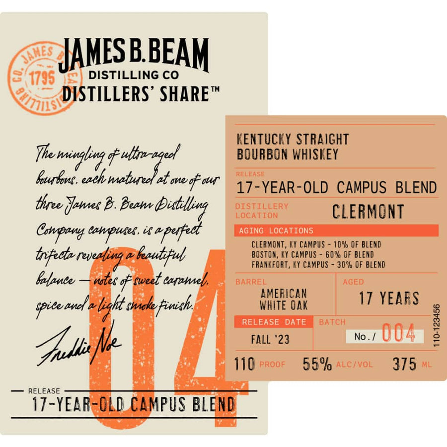 James B. Beam Distillers' Share 04 17 Year Old Campus Blend Whiskey