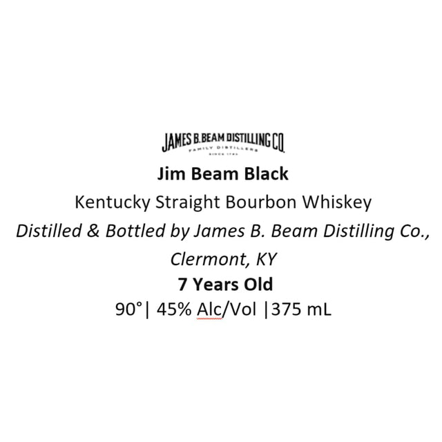 Jim Beam Black 7 Year Old Bourbon 375mL