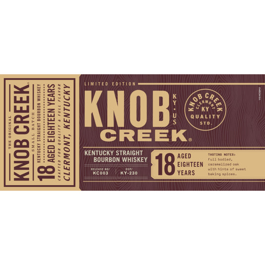 Knob Creek 18 Year Old Bourbon Limited Edition Batch 003