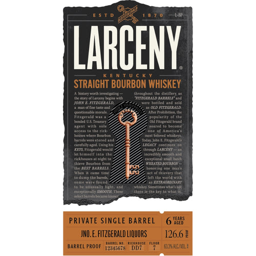Larceny Barrel Proof Private Single Barrel Straight Bourbon