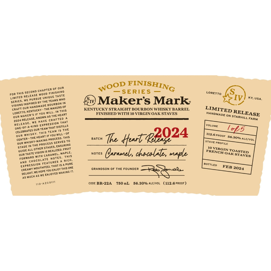 Maker’s Mark Wood Finishing Series The Heart Release 2024 Whiskey