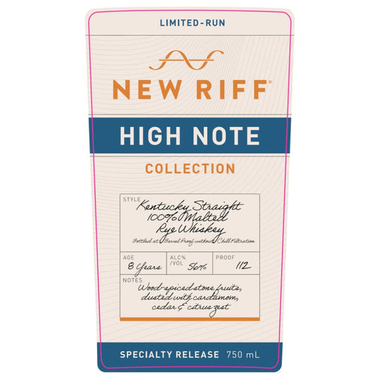 New Riff High Note Collection Kentucky Straight 100% Malted Rye Whiskey