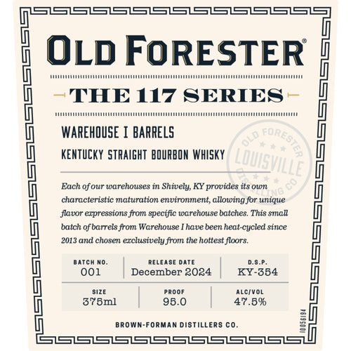 Old Forester The 117 Series Warehouse I Barrels Straight Bourbon