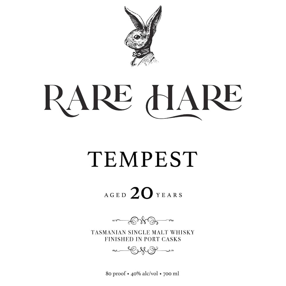 Rare Hare Tempest 20 Year Old Tasmanian Single Malt Whiskey 700ML