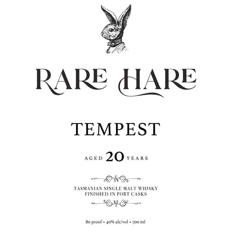 Rare Hare Tempest 20 Year Old Tasmanian Single Malt Whiskey 700ML