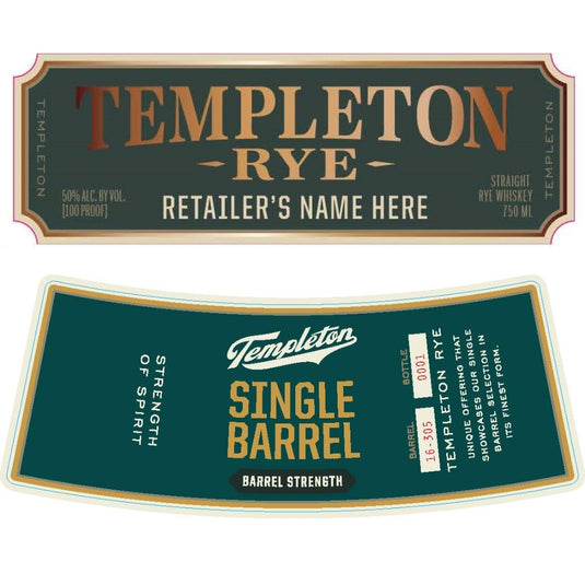 Templeton Single Barrel Barrel Strength Rye Whiskey