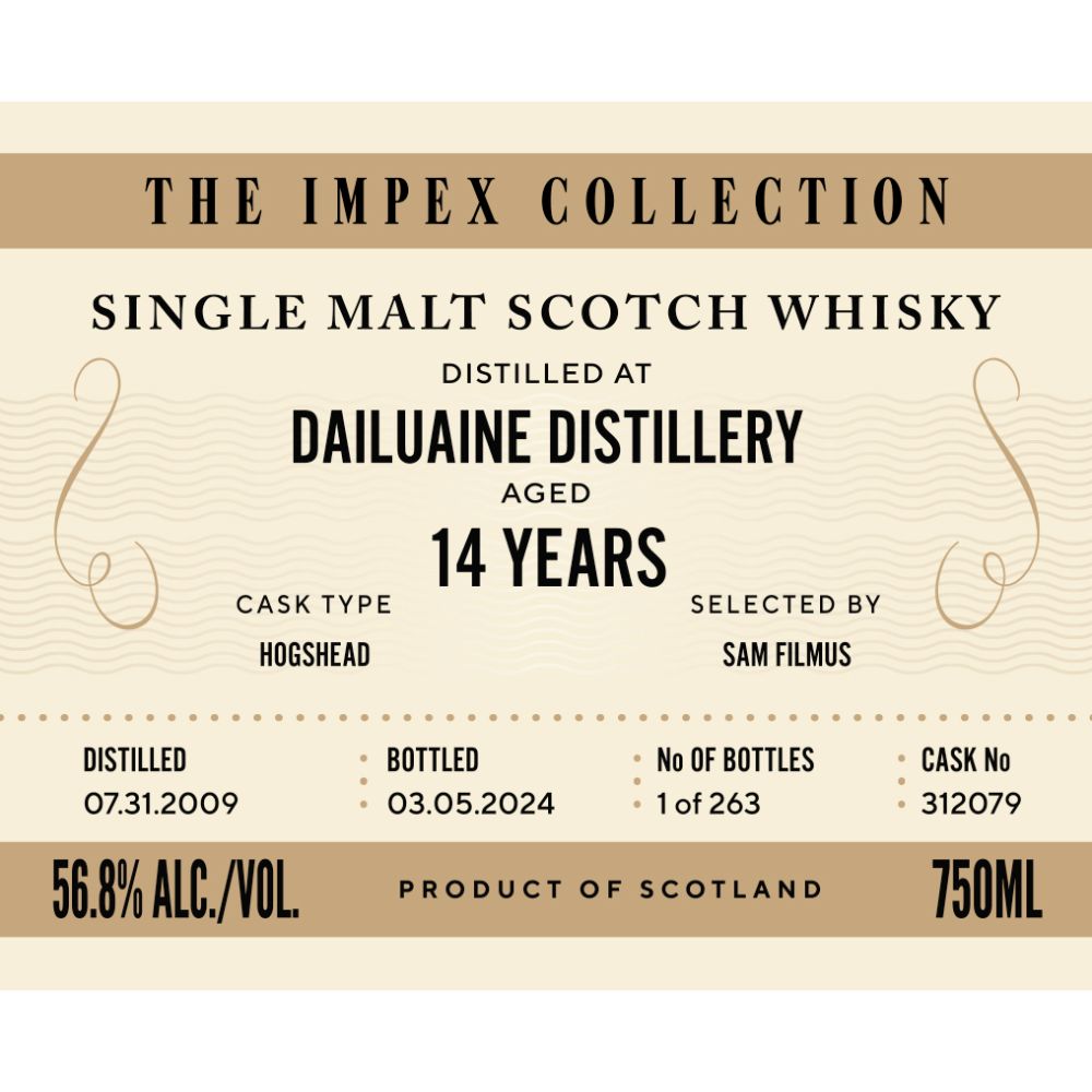 The ImpEx Collection Dailuaine Distillery 14 Year Old Whiskey