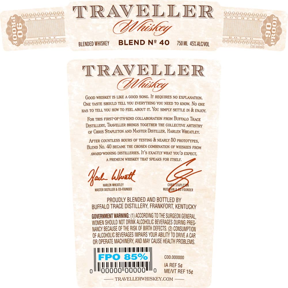 Traveller Whiskey Blend No. 40 by Chris Stapleton & Buffalo Trace