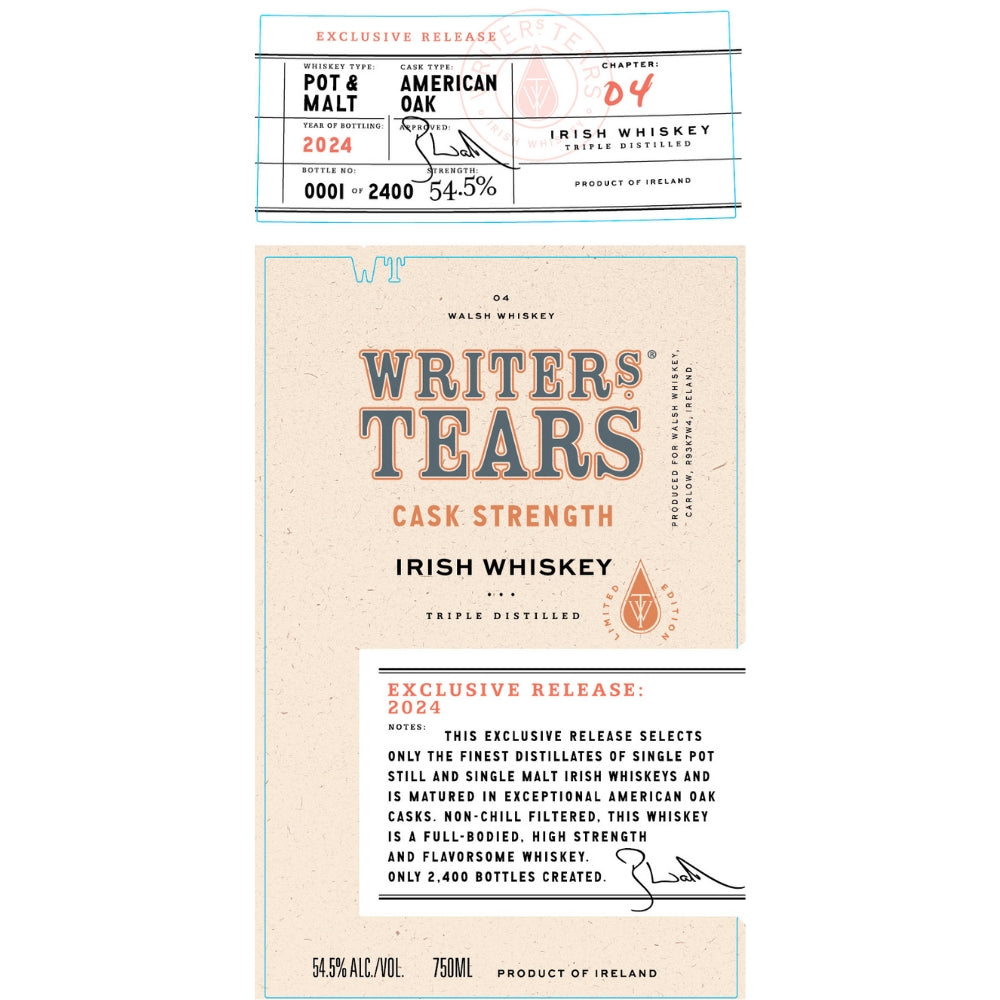 Writers Tears Cask Strength 2024 Release