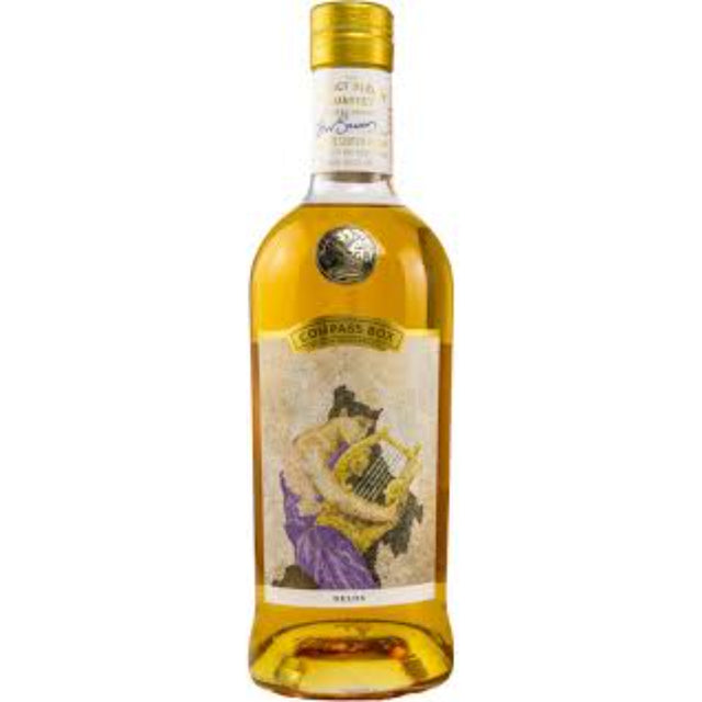 Bottle of Compass Box whisky on a white background