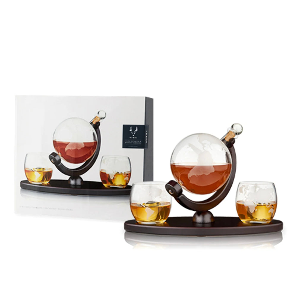 Globe Decanter & Whiskey Tumblers Set