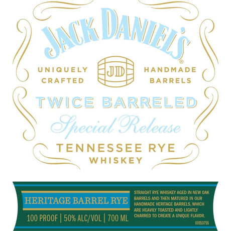 Jack Daniel's 2023 Twice Barreled Special Release Heritage Barrel Tennessee Rye Whiskey