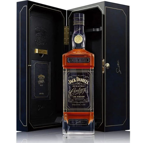 Jack Daniel's Sinatra Century Limited Edition Tennessee Whiskey bottle with premium packaging featuring Frank Sinatra’s likeness and iconic design