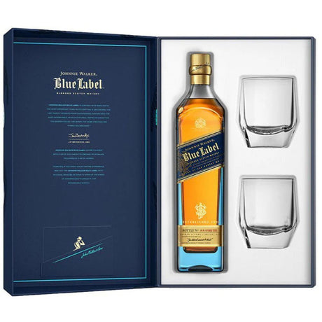 Johnnie Walker Blue Label Blended Scotch Whisky With Crystal Glasses