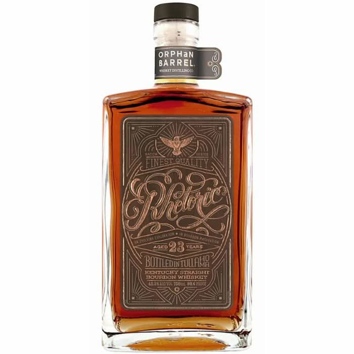 Orphan Barrel Rhetoric 23 Year Old Kentucky Straight Bourbon Whiskey Bottle.