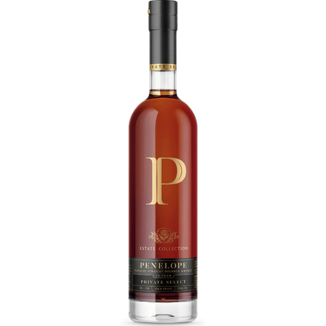 Bottle of Penelope rum on a white background